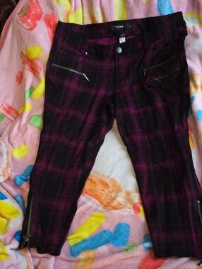 torrid Black and Purple Plaid Zip-Accent Skinny Pants
